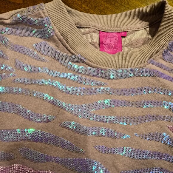 Queen of Sparkles Lavender Tiger Stripe Sweatshirt - Picture 3 of 5